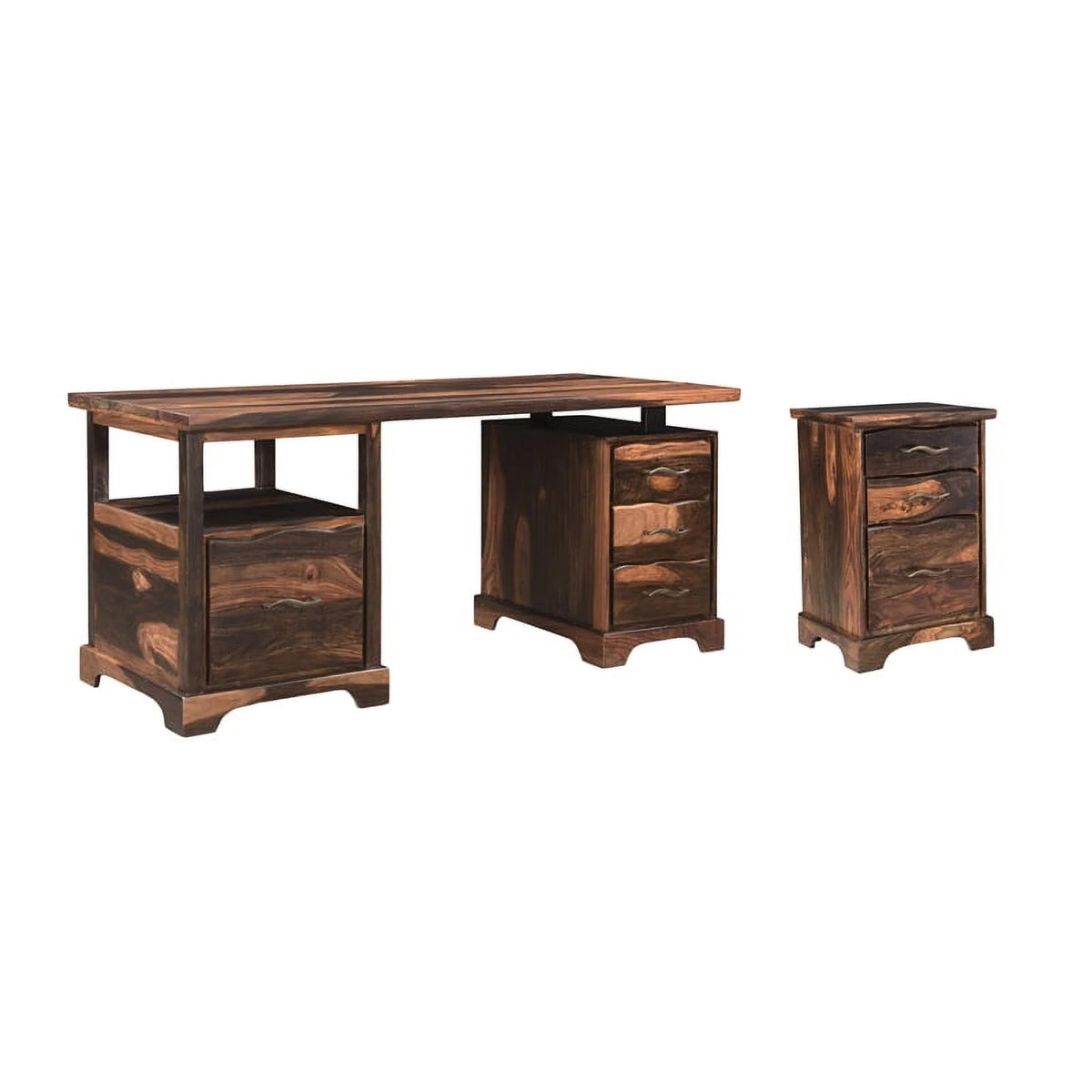Dark Brown 3-drawer Solid Wood Filing Cabinet Q661