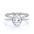 10k Solid White Gold Oval Cut Diamond Moissanite Engagement Ring with Matching Band P993551