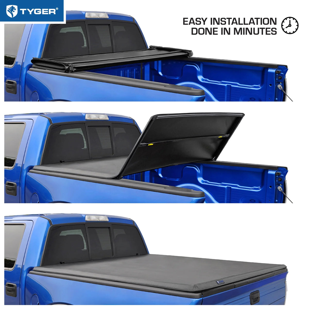 Soft Tri-fold Truck Bed Tonneau Cover for 2014-2018 Chevy Silverado GMC Sierra 1500; 2015-2019 2500 3500HD; 2019 LD / Limited | 8' (98") Bed U639522