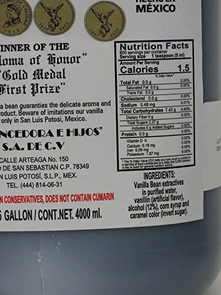 1 Gallon Pure Mexican Vanilla Extract P817