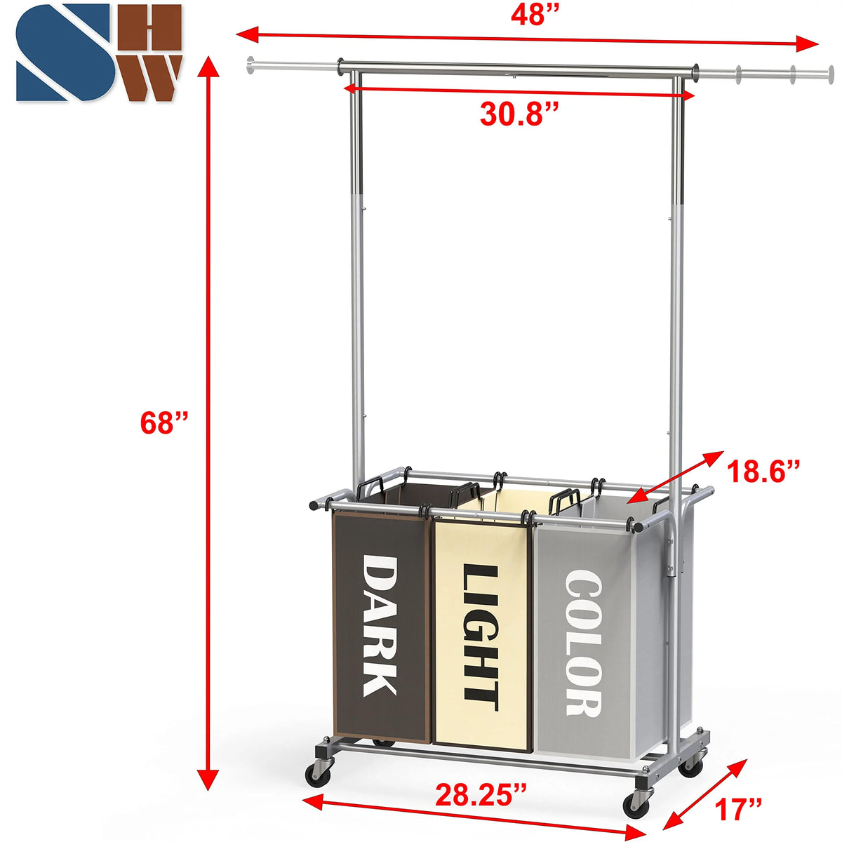 Garment Rack with 3 Bag Laundry Sorter N712