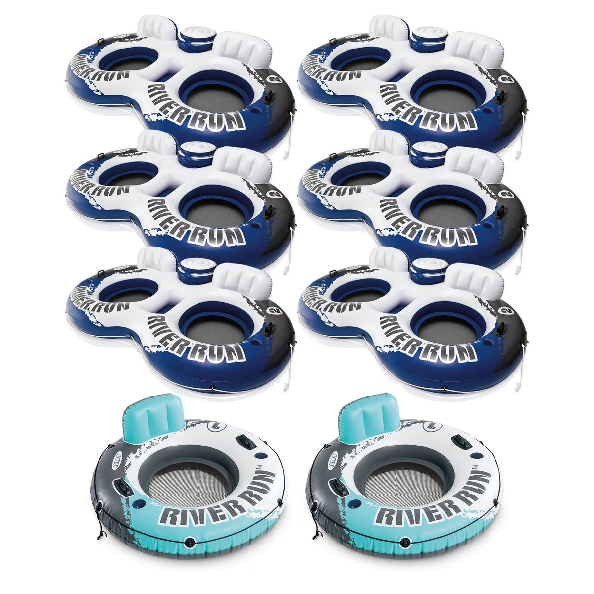 2 Person Inflatable River Float (6 Pack) + Single Tube (Pair) H33605