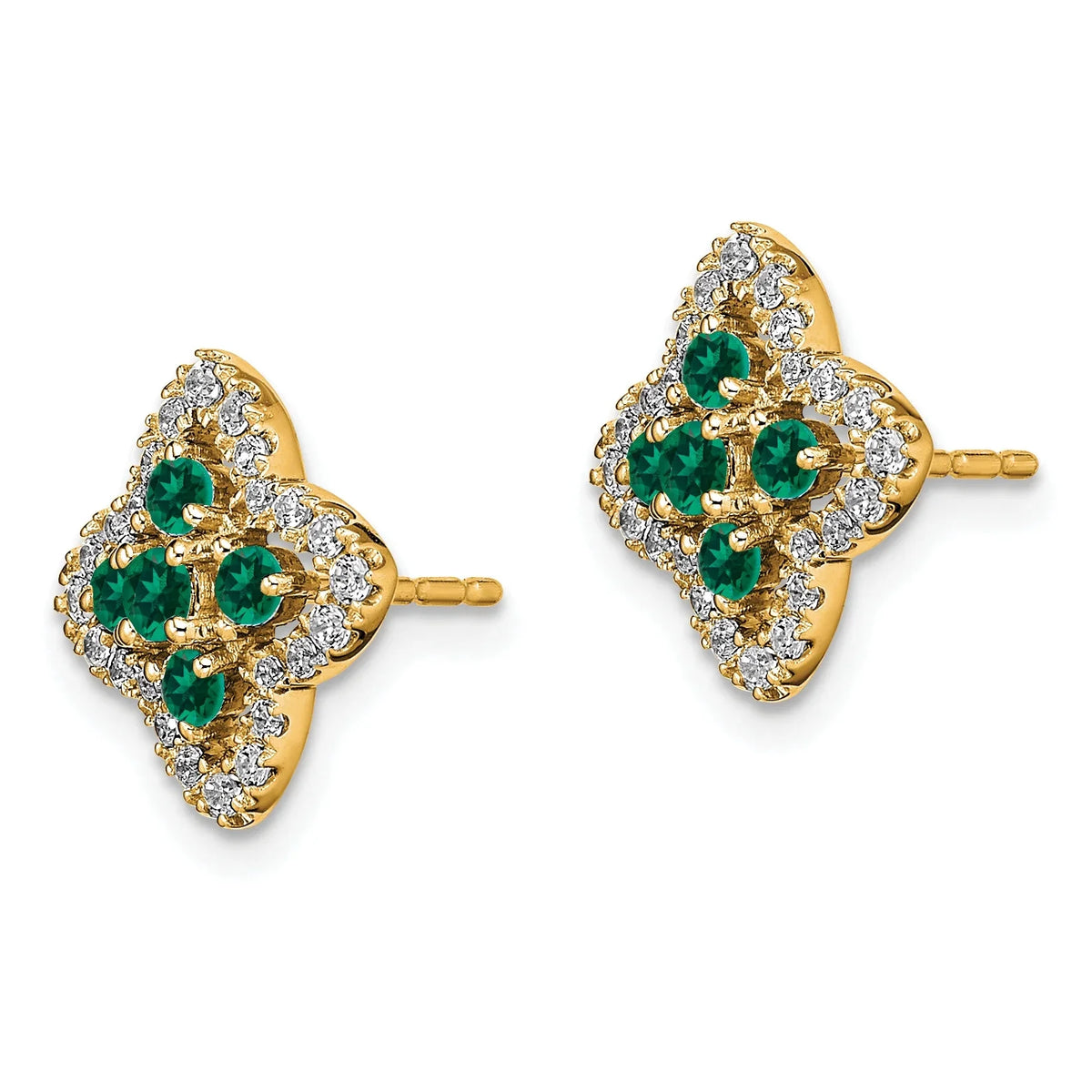 14 Karat Two-Tone Lab Grown Diamond and Created Pink Sapphire Earrings E7770