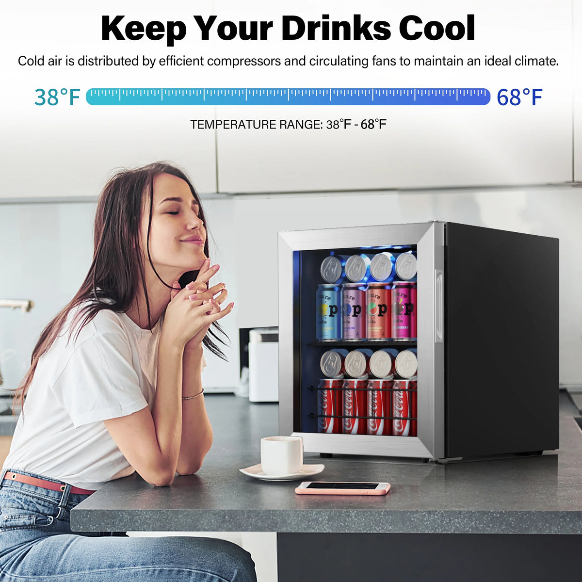 62-65 Can Glass Door Beverage Refrigerator C816