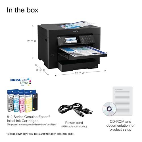Wireless All-in-One Wide-Format Printer with Auto 2-Sided Print, Copy, Scan and Fax, 50-Page ADF, 500-sheet Paper Capacity, 4.3" Screen, Black B598