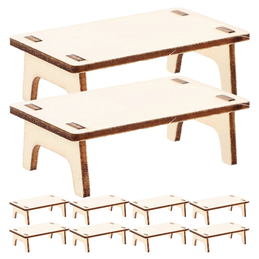10pcs Mini Wooden Table Model Furniture Ornament Y41557