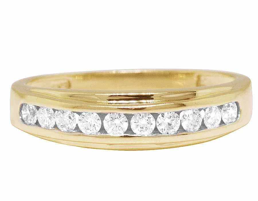 14K Yellow Gold Diamond Channel Wedding Band Ring 5MM F4333