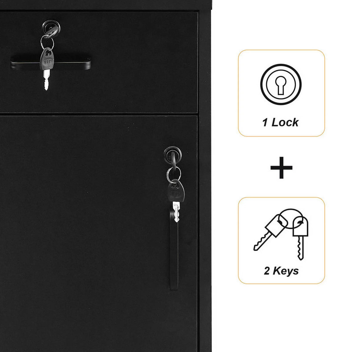 Black Mobile Office Cabinet with 1 Lockable Drawer P996