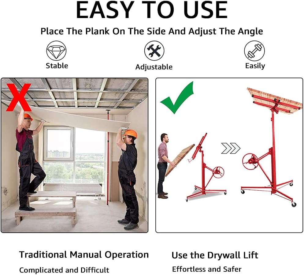11'' Drywall Lift Panel Hoist with Adjustable Telescopic Arm N15874