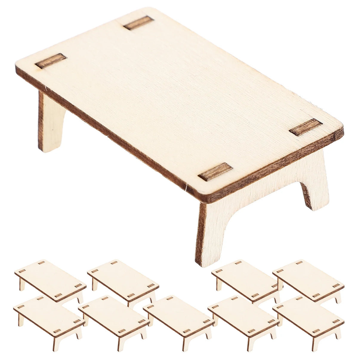 10pcs Mini Wooden Table Model Furniture Ornament Y41557