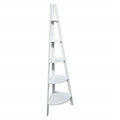 5-Shelf Corner Ladder Bookcase White C8630