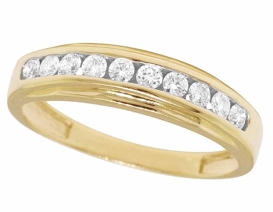 14K Yellow Gold Diamond Channel Wedding Band Ring 5MM F4333