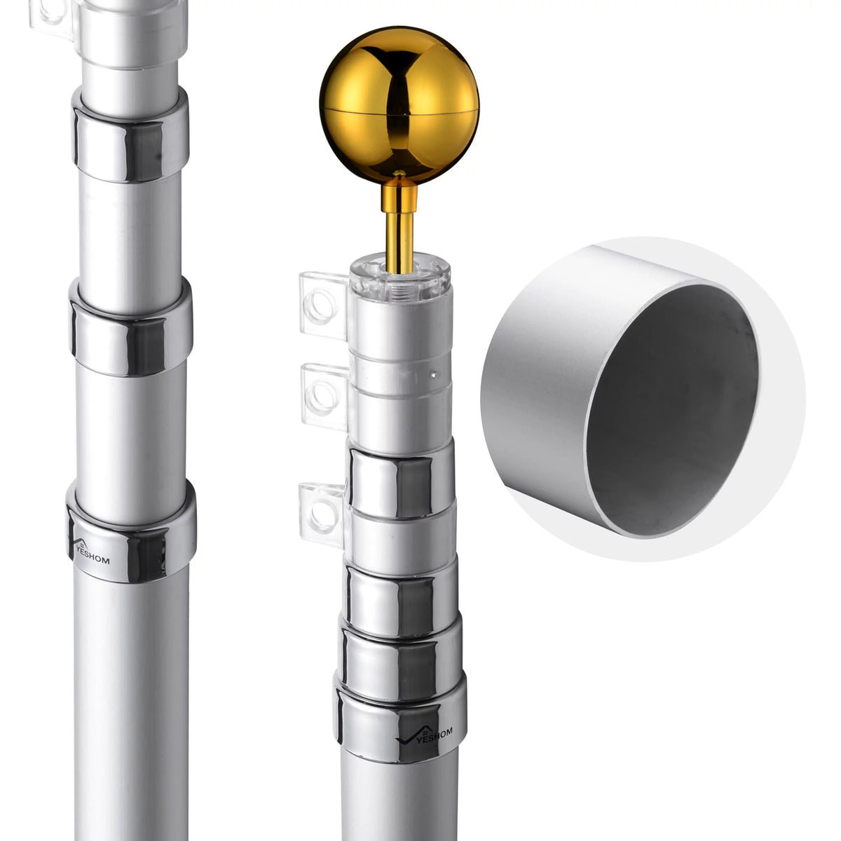 25ft Telescopic 16 Gauge Aluminum Flag Pole Kit K563371