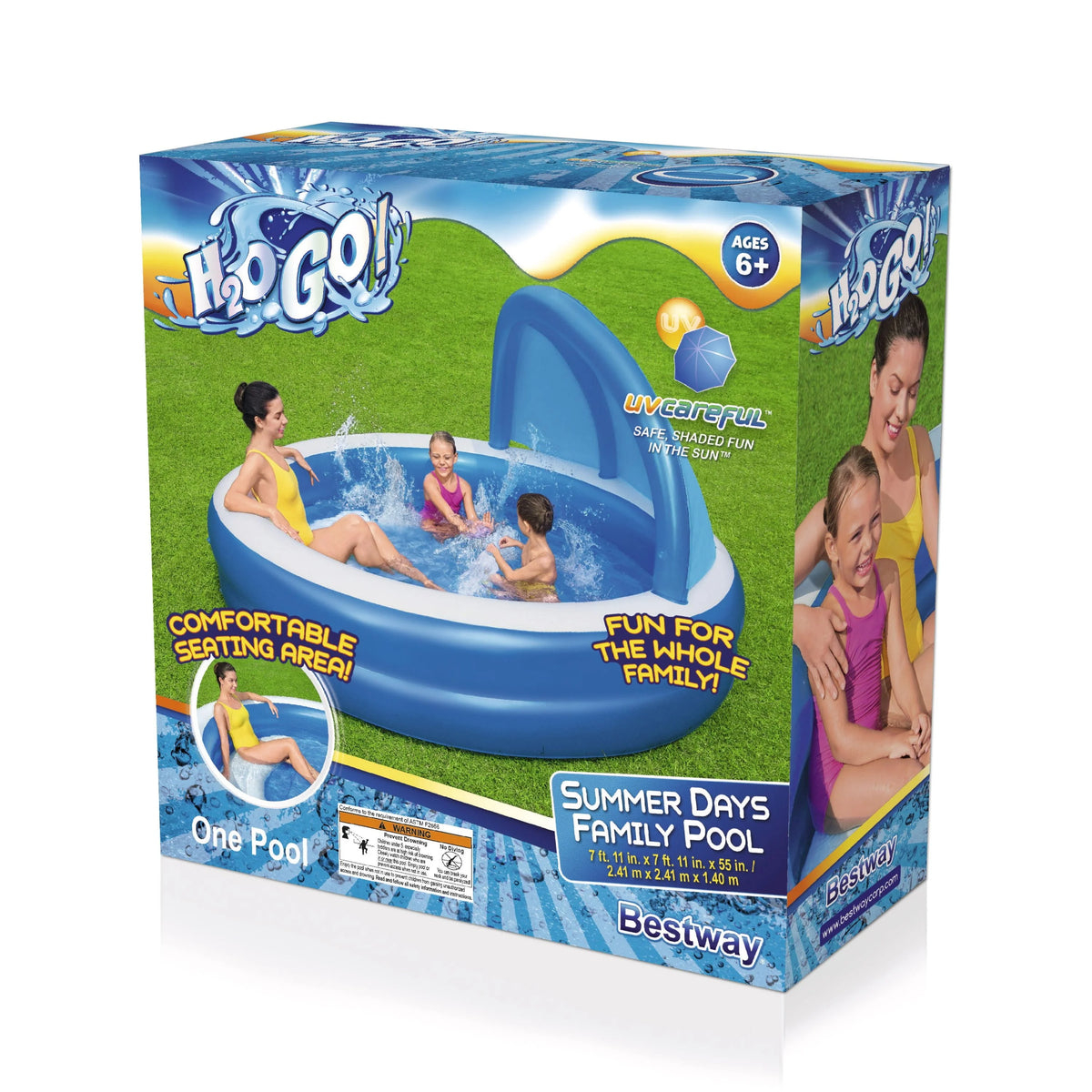 7'11 x 55 Inflatable Round Kiddie Pool with Sunshade Z92733