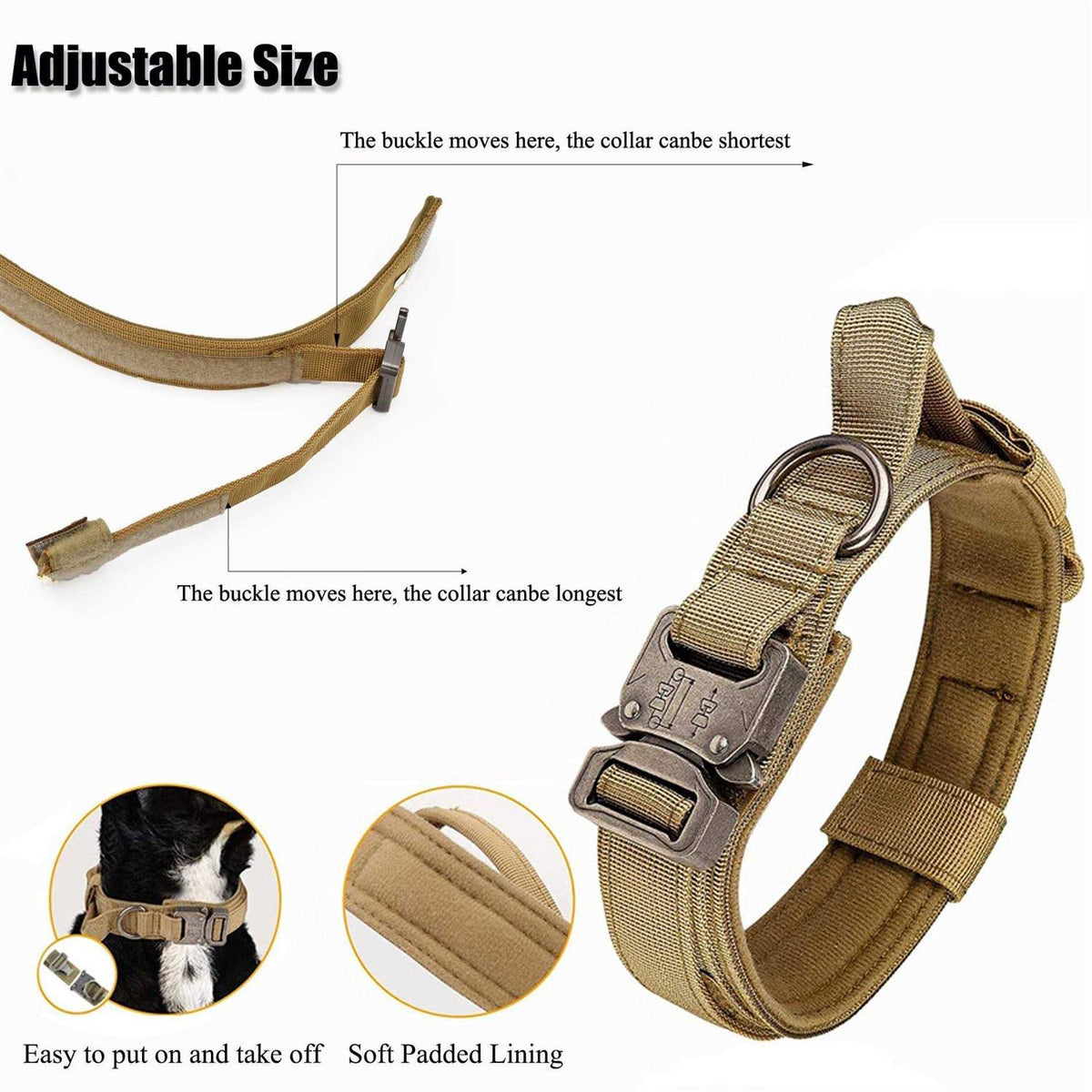 Adjustable Nylon Tactical Dog Collar with Control Handle Q5549