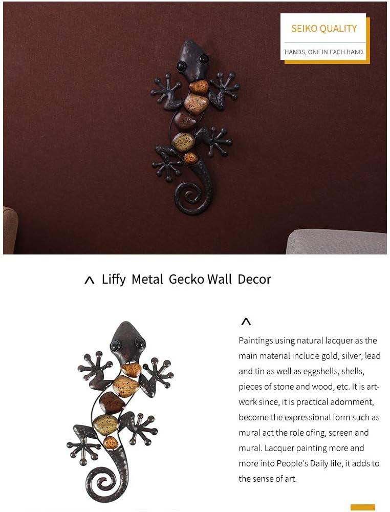 Metal Gecko Wall Statues (2 Pack) S3850