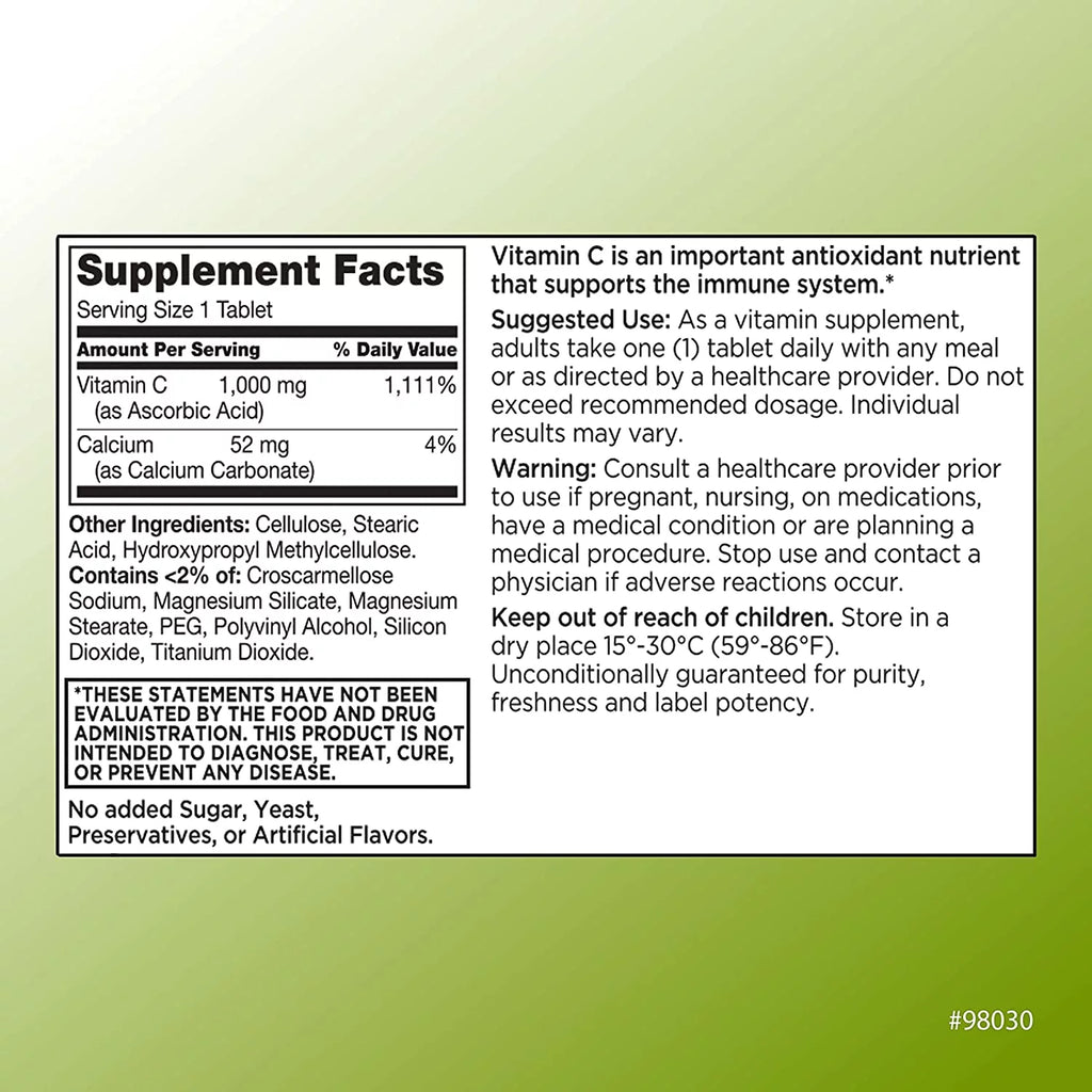 100 Count Vitamin C Tablets F652