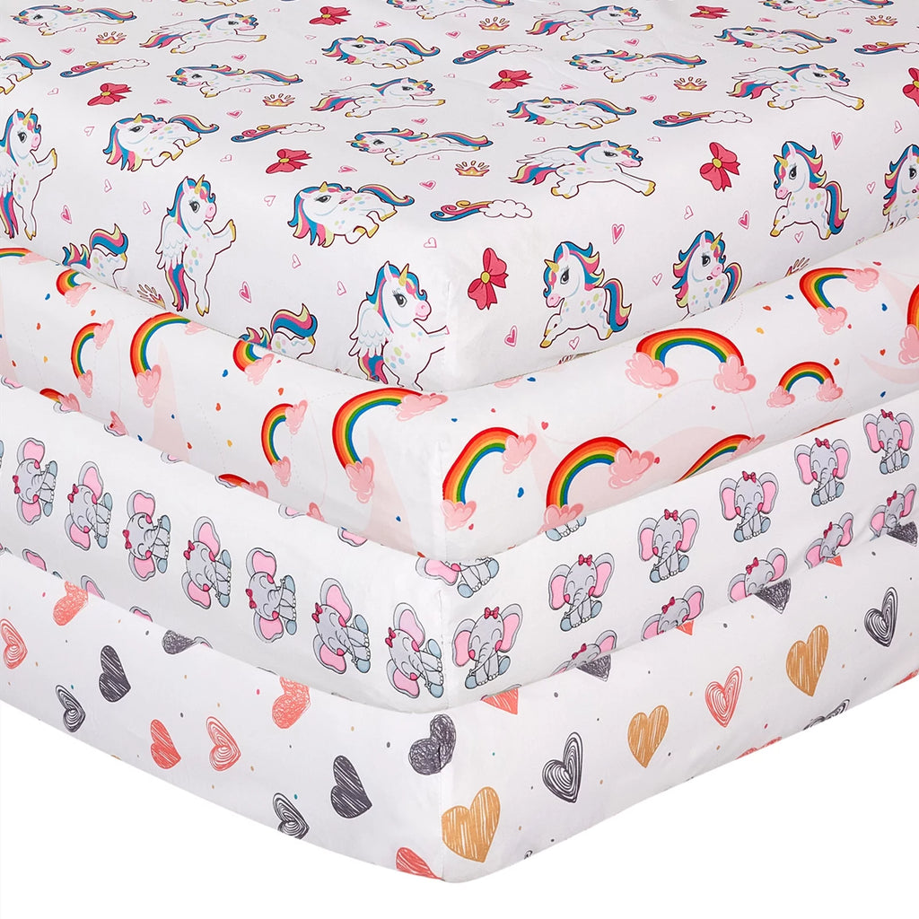 4 Pack Pink Fitted Crib Sheet Set O12181