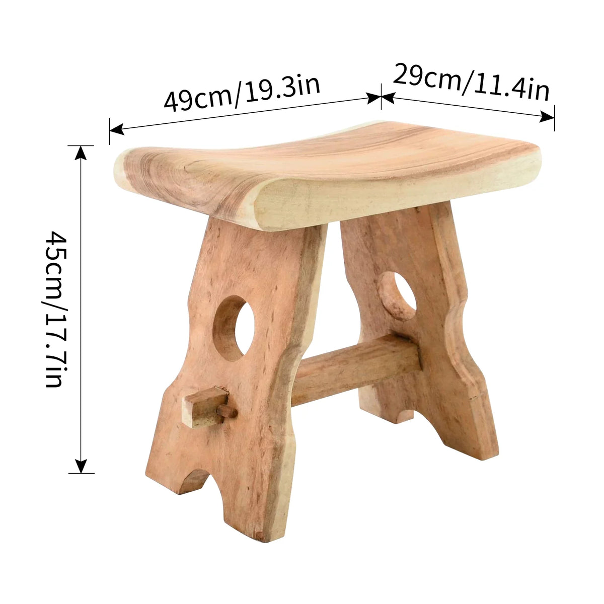 18" Solid Wood Shower Stool Footstool Bench R197