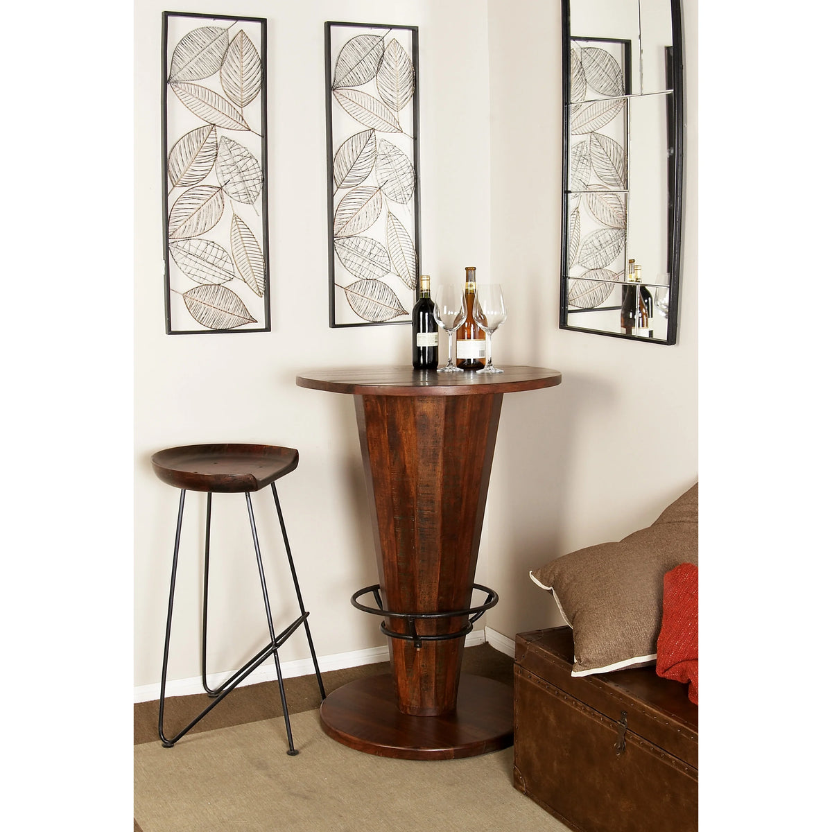 28" x 40" Brown Wood Bar Height Dining Table with Foot Rest M711608