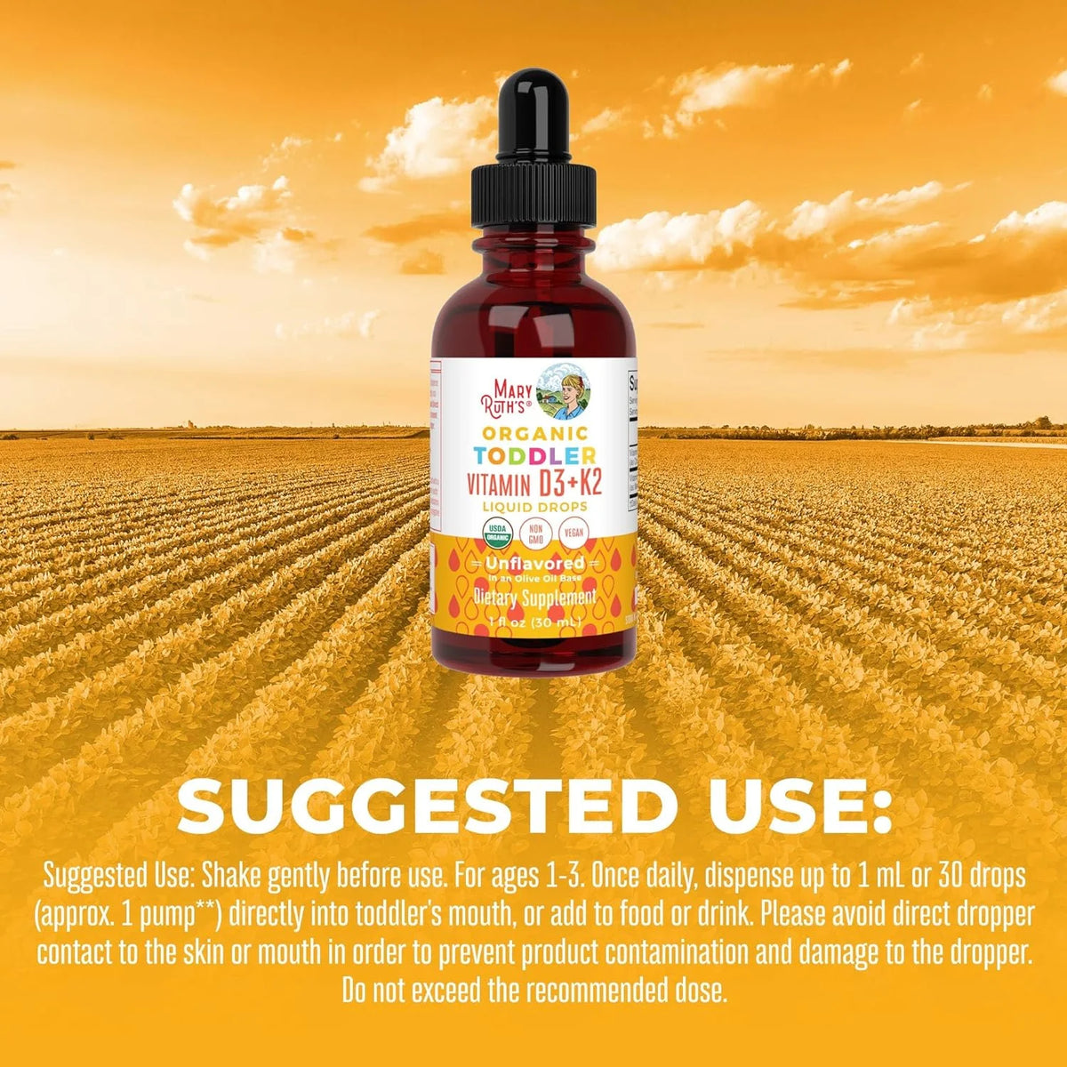 Unflavored Vitamin D3+K2 Liquid Drops, 1 fl oz B263