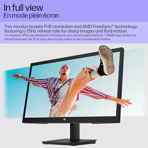 22 Inch Full HD 1080p Desktop Monitor 75Hz 5ms Anti-Glare Low Blue Light HDMI VGA Black E7402