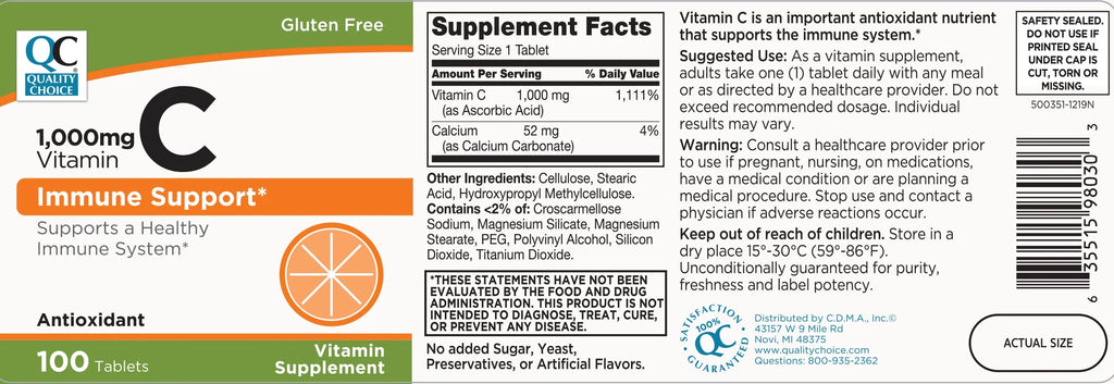 100 Count Vitamin C Tablets F652
