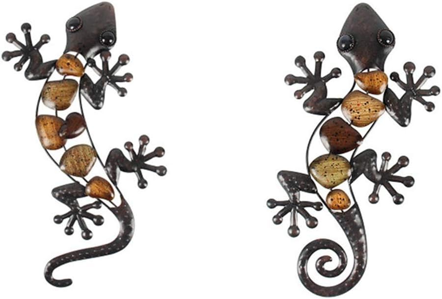 Metal Gecko Wall Statues (2 Pack) S3850