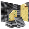 12 Pack 12" X 12" X 1" Black Acoustic Foam Panels P447