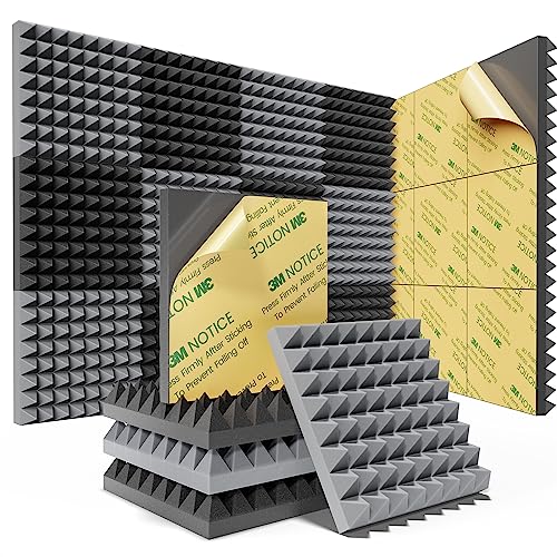 12 Pack 12" X 12" X 1" Black Acoustic Foam Panels P447