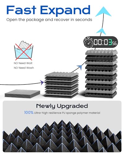 12 Pack 12" X 12" X 1" Black Acoustic Foam Panels P447