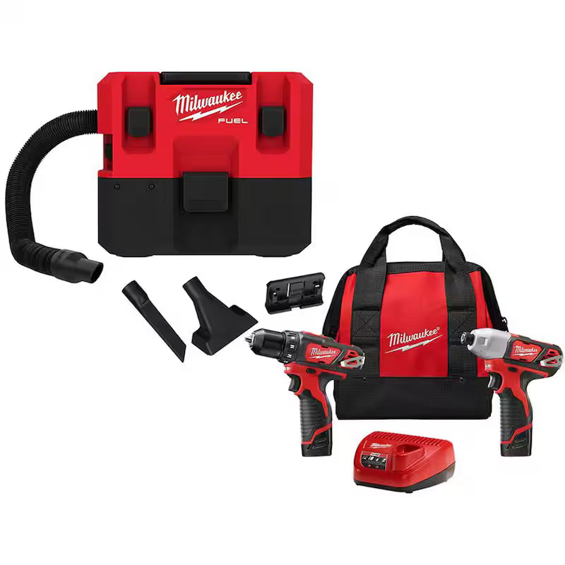 12-Volt Cordless Wet/Dry Vacuum with Drill and Impact Driver Kit A169