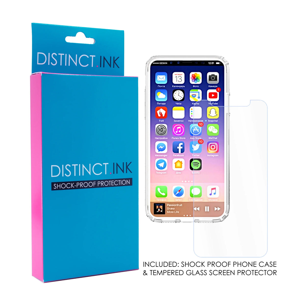 Clear Shockproof Hybrid Case for iPhone XR with TPU Bumper Acrylic Back Tempered Glass Screen Protector X5934