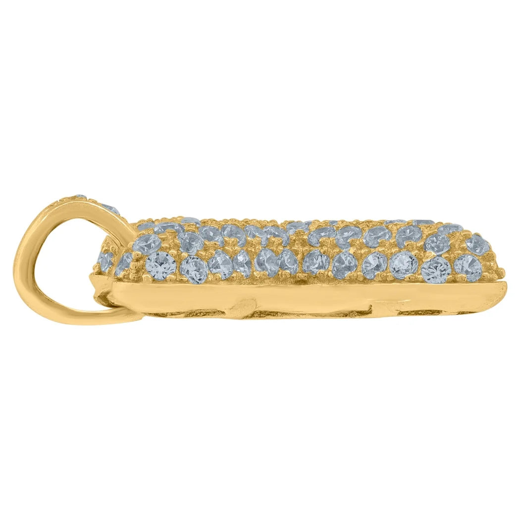 18k Yellow Gold Cubic Zirconia Letter X Charm Pendant Necklace J4100