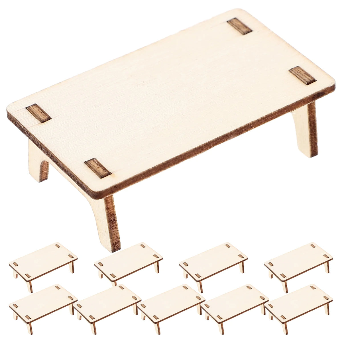 10pcs Mini Wooden Table Model Furniture Ornament Y41557