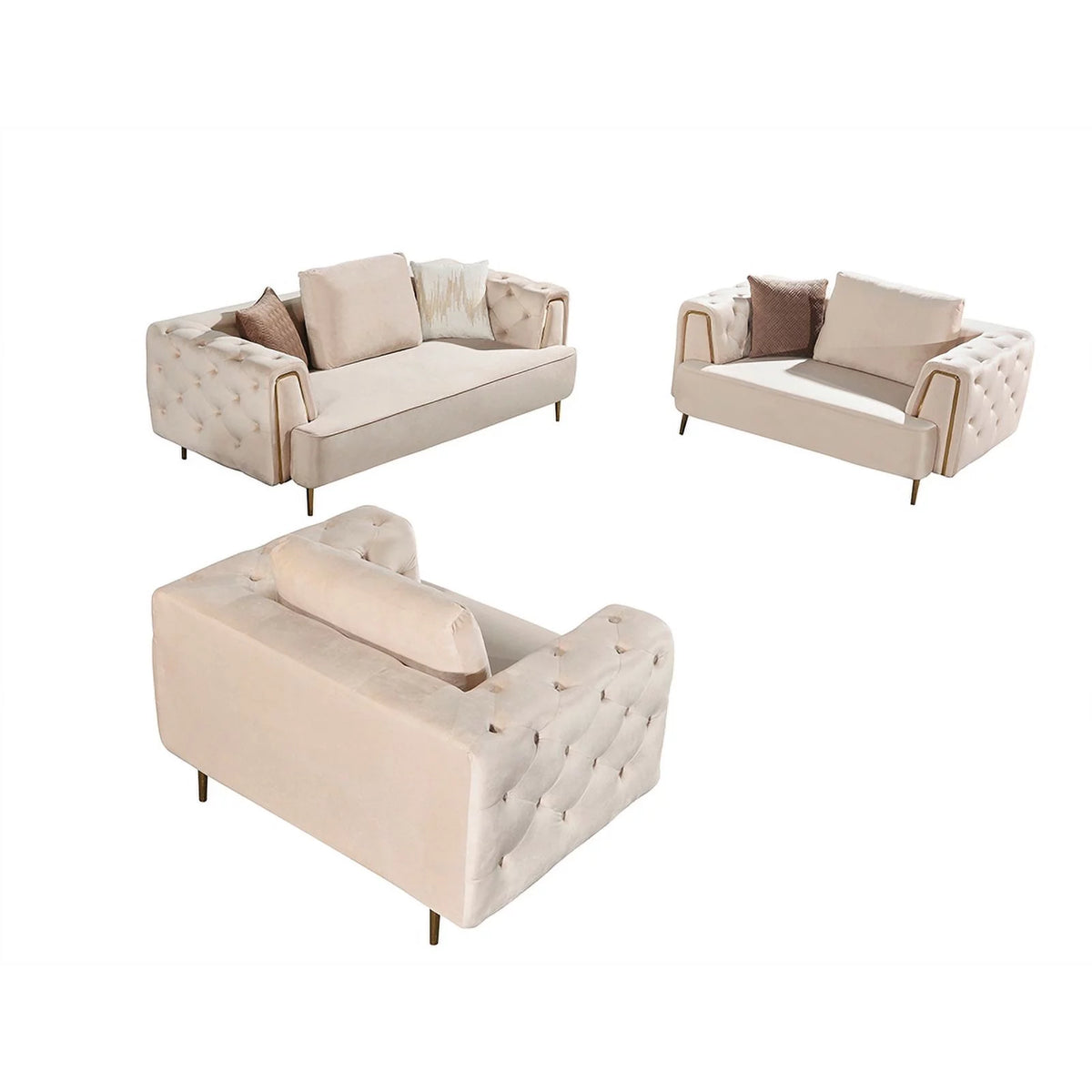 Cream Velvet Sofa I1142