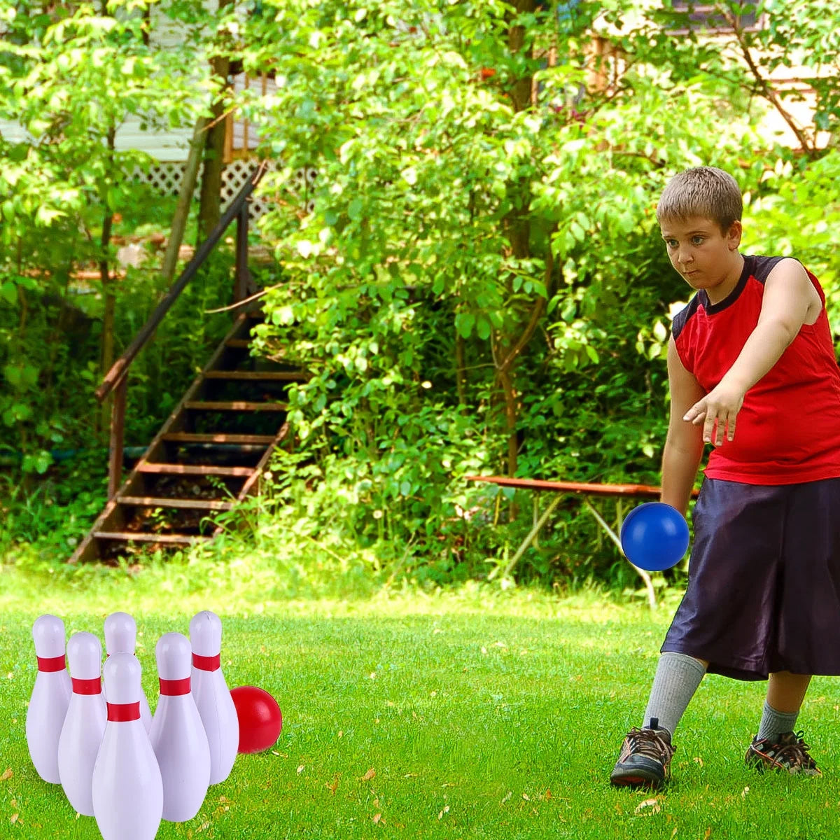 Colorful Bowling Ball Kit Indoor Outdoor Sports Bowling Games Toy P962