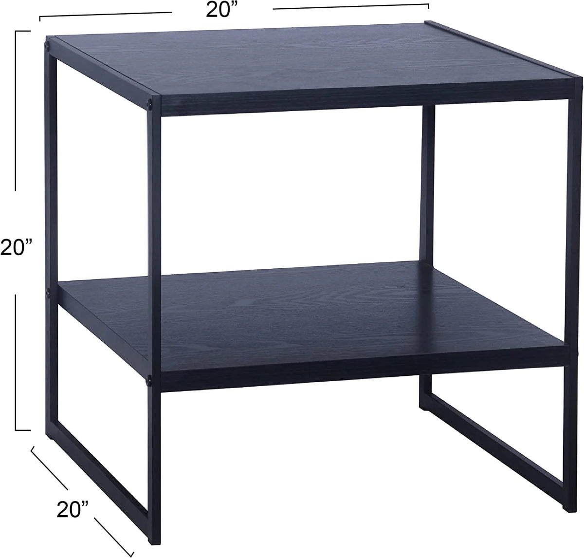 Black Metal and Faux Wood End Table with Storage Shelf U397331