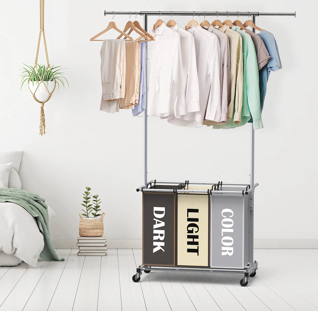 Garment Rack with 3 Bag Laundry Sorter N712
