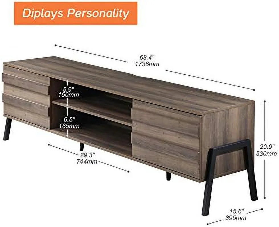 Mid-Century TV Stand with LED Lights and Metal Legs P538