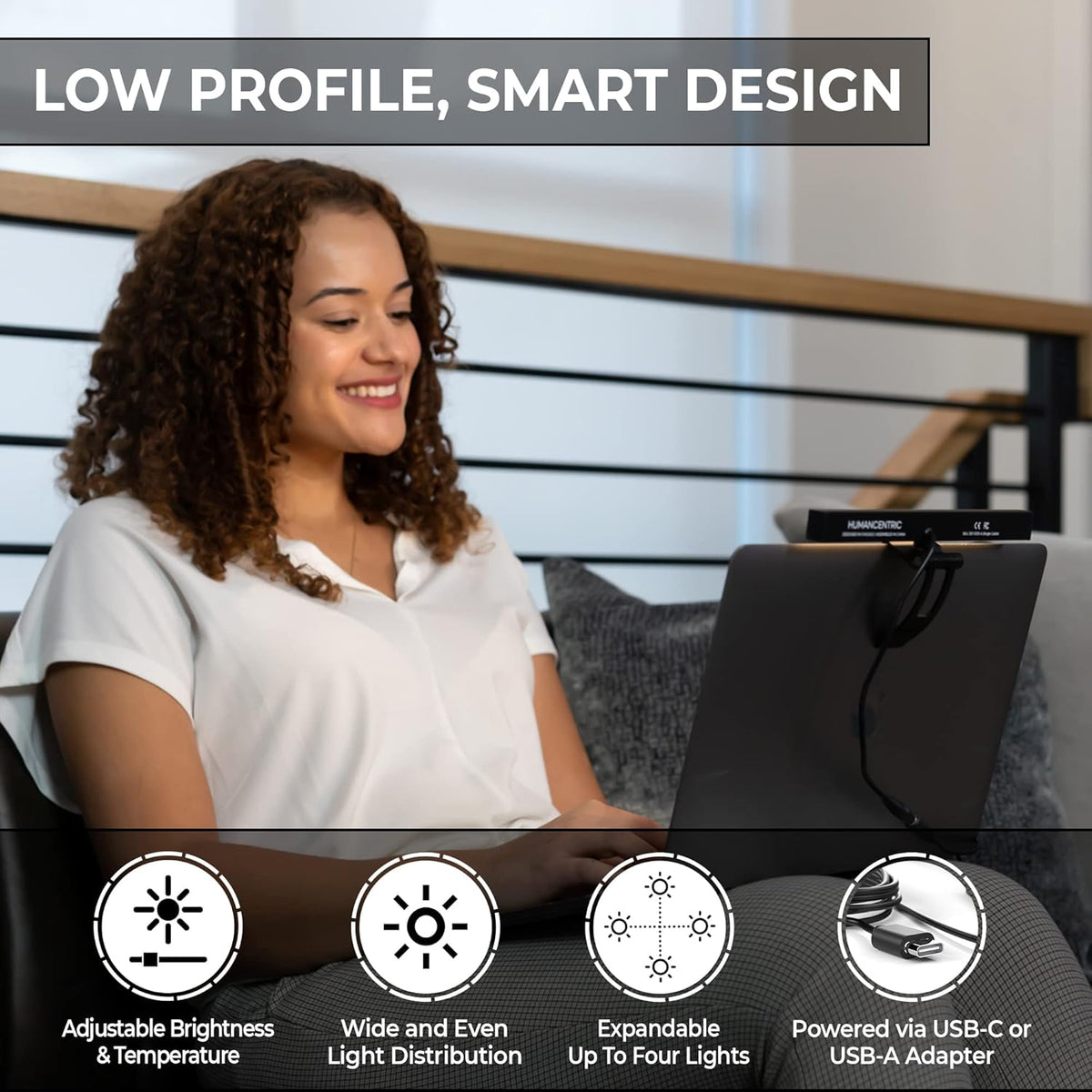 Video Conference Lighting for Monitor and Laptop, USB-C, Single Kit I4004