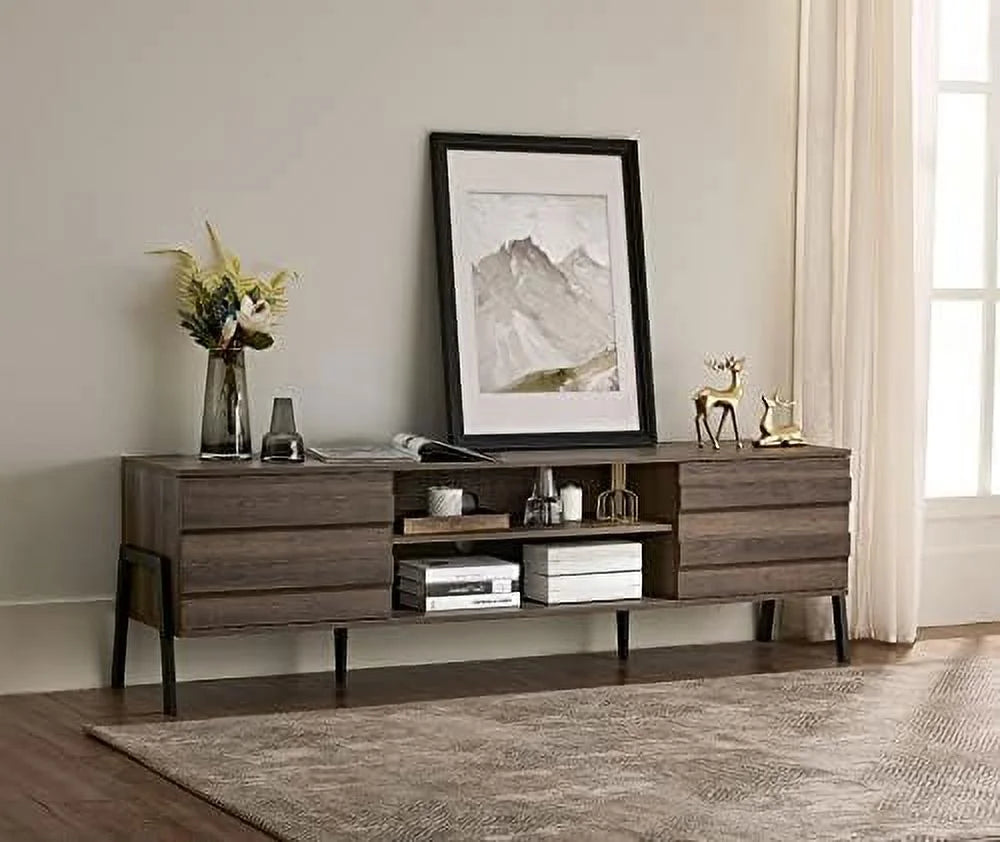Mid-Century TV Stand with LED Lights and Metal Legs P538