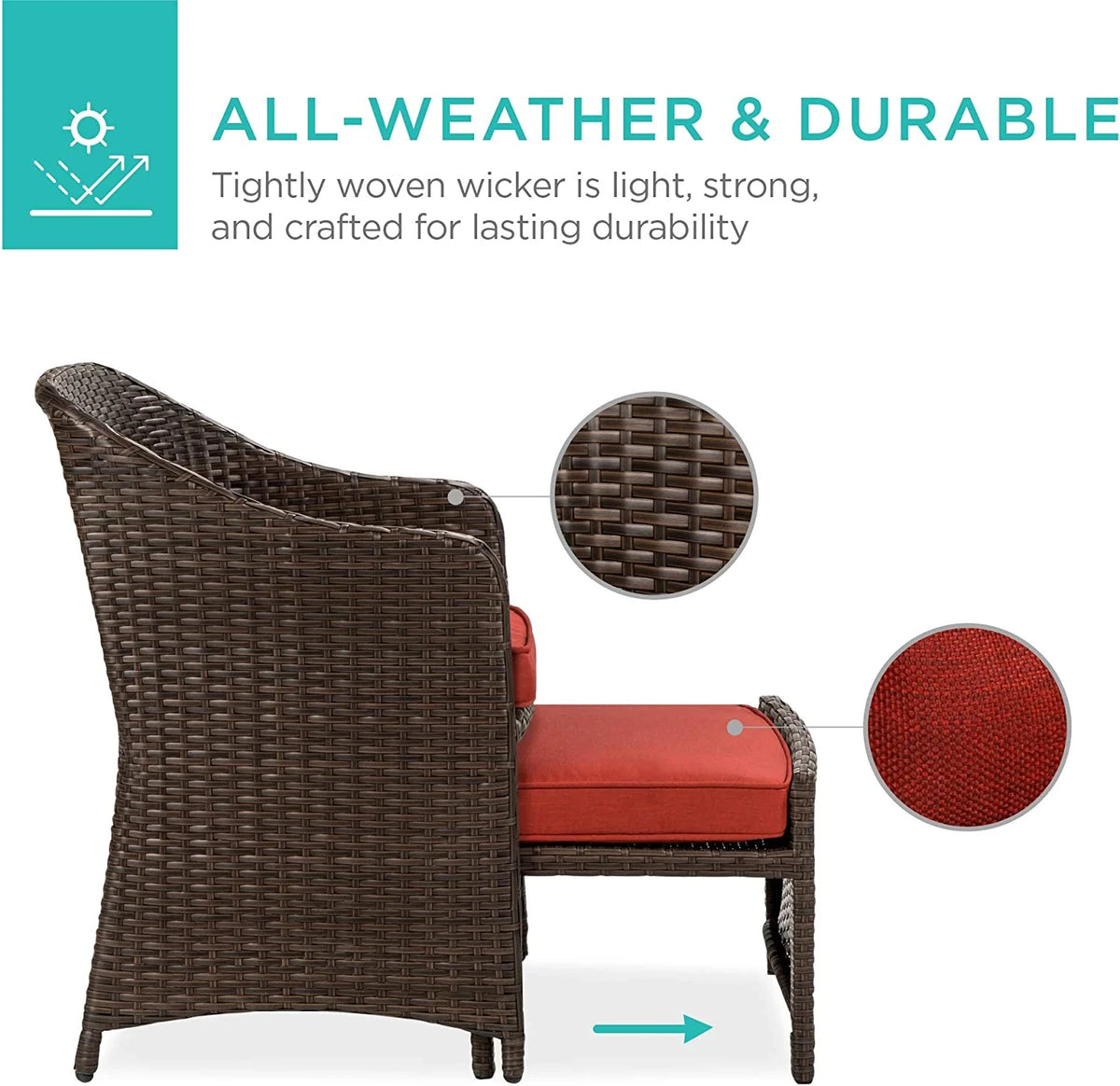 5-Piece Wicker Outdoor Patio Furniture Set with Storage Table M2600