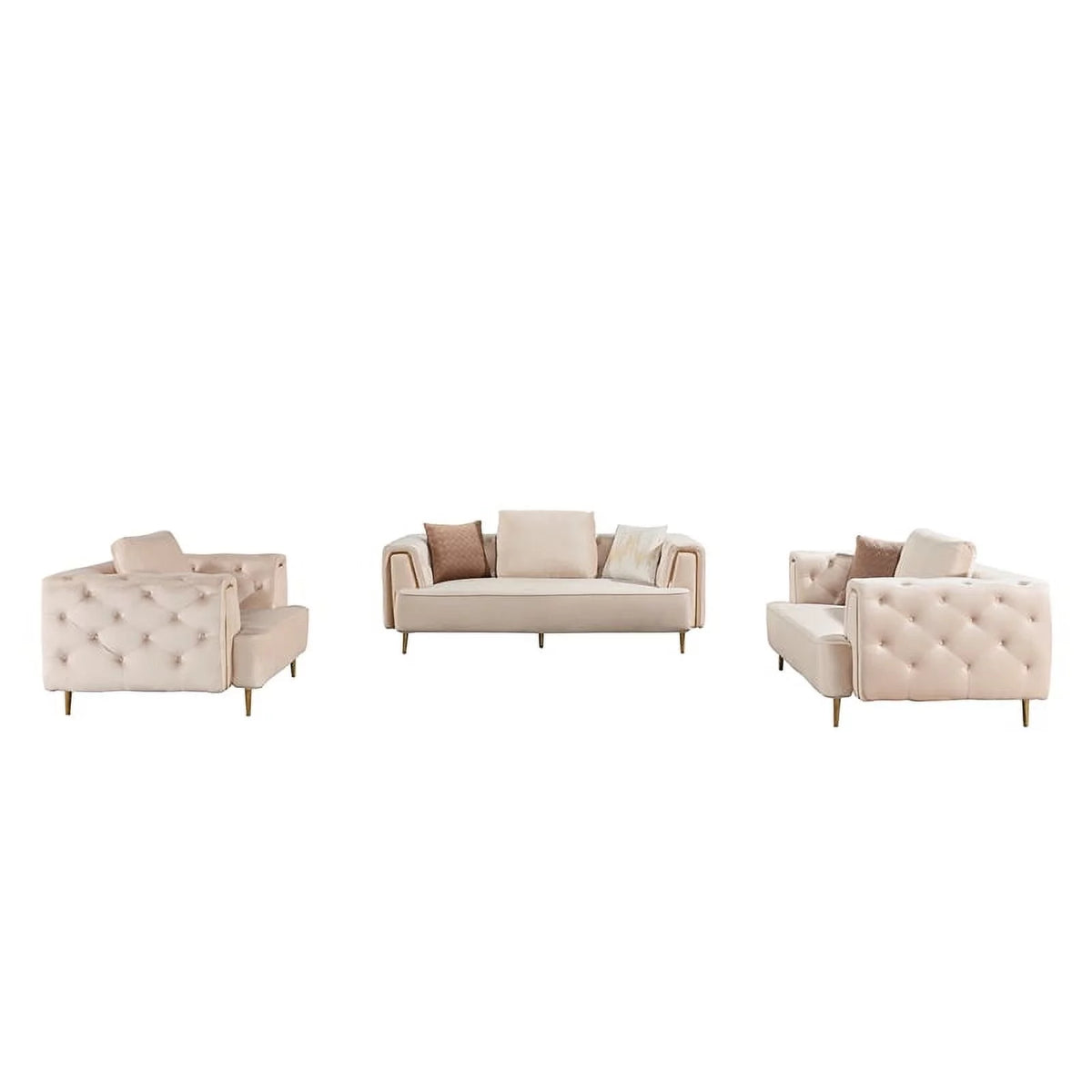 Cream Velvet Sofa I1142